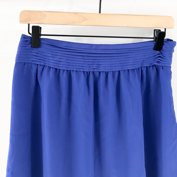 Loft Tuxedo Pleated Chiffon A Line Skirt Cobalt Blue Size 0 Petite - Picture 3 of 6